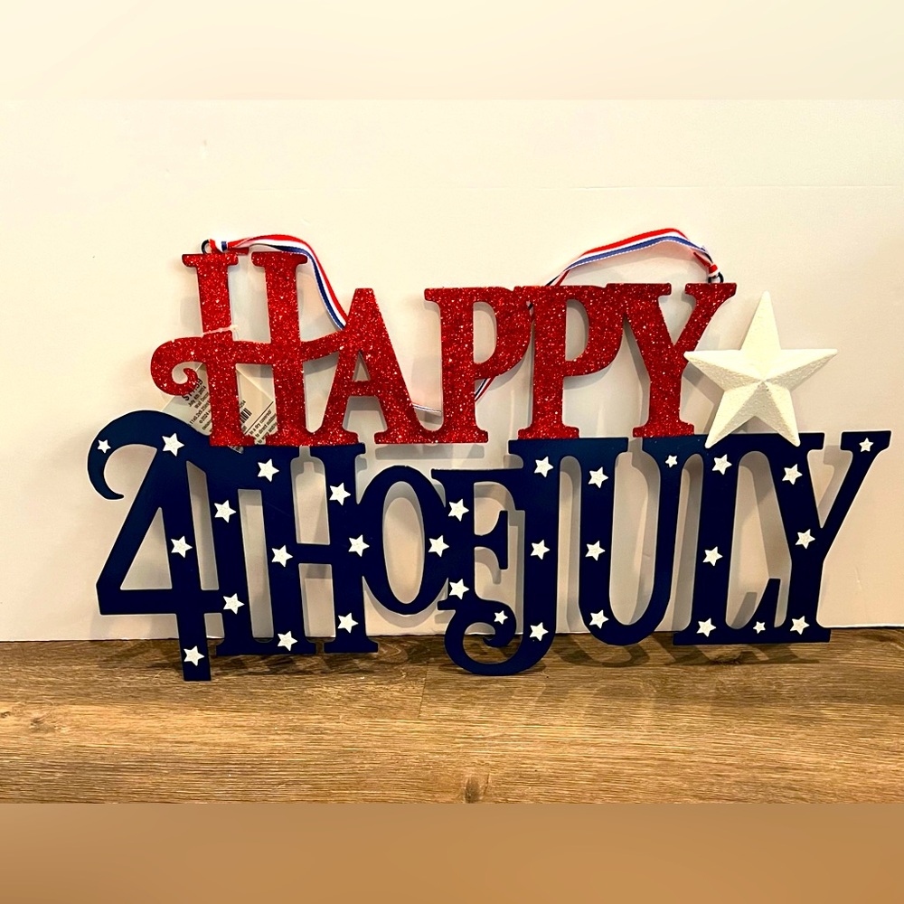 Patriotic Happy 4th of July Metal Sign- NWT